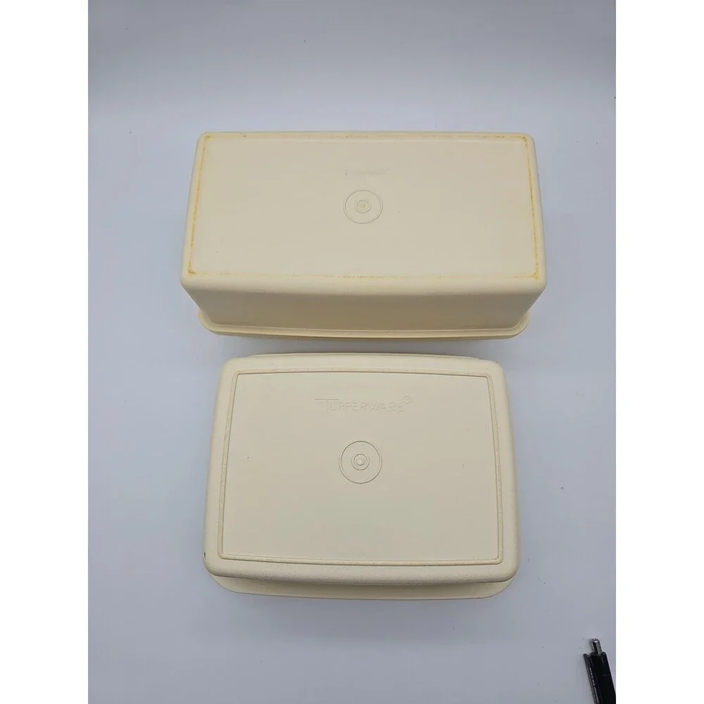 Vintage Beige Tupperware Loaf & Freeze & Save Containers